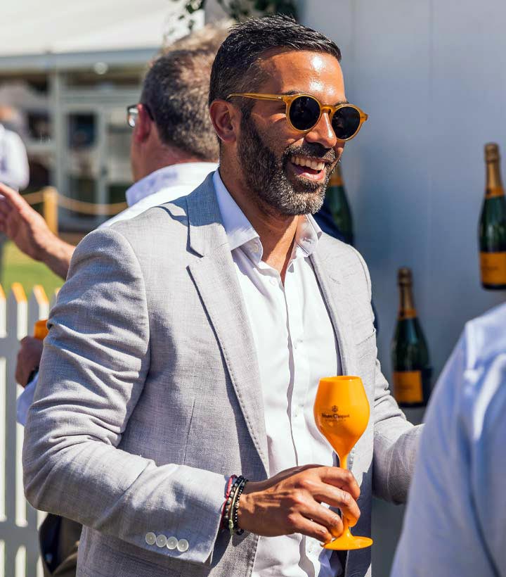 Enjoying a Glass of Veuve Clicquot at London Concours