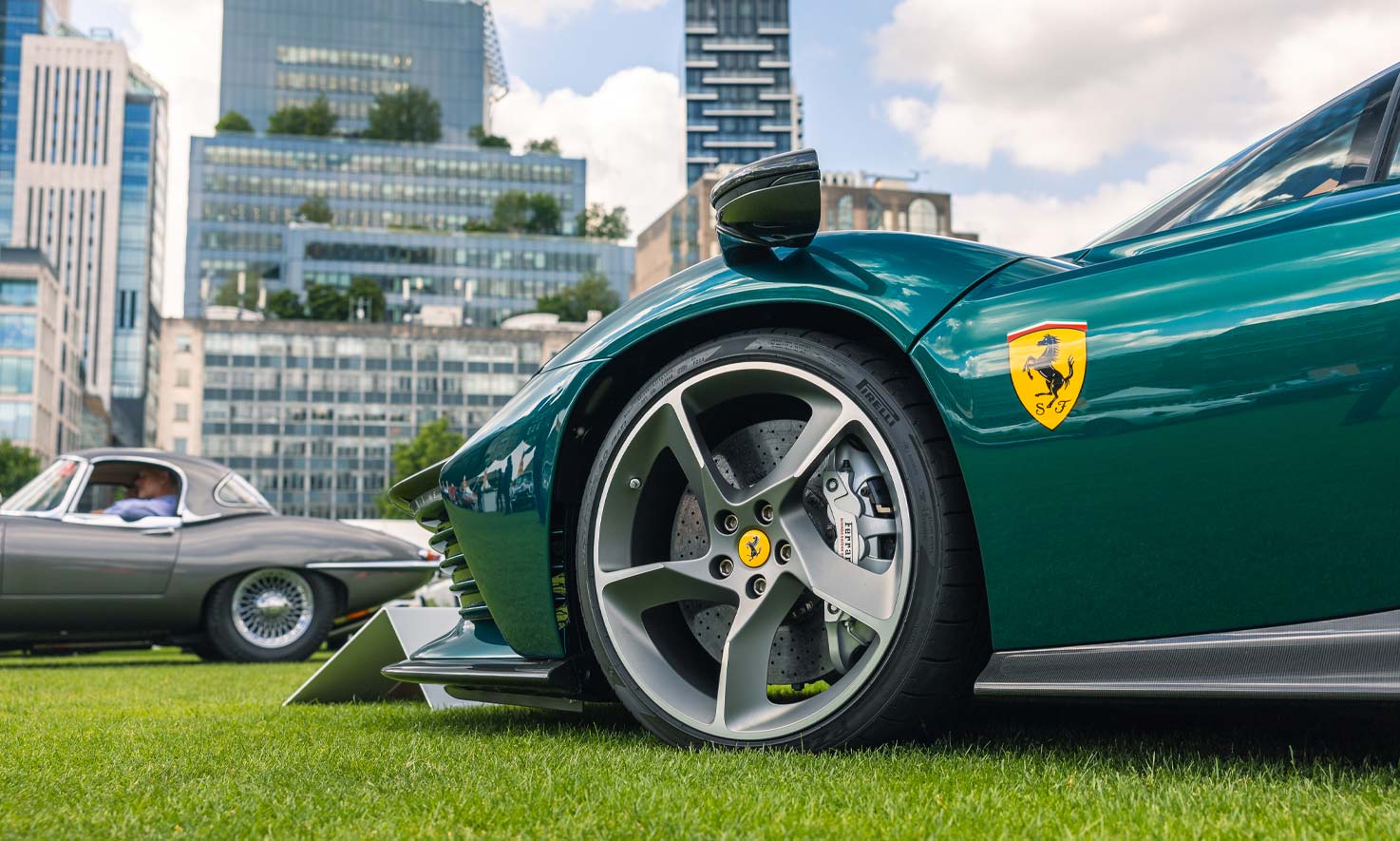 Green Ferrari at London Concours